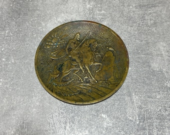 Vintage small copper ashtray, USSR antique ashtray
