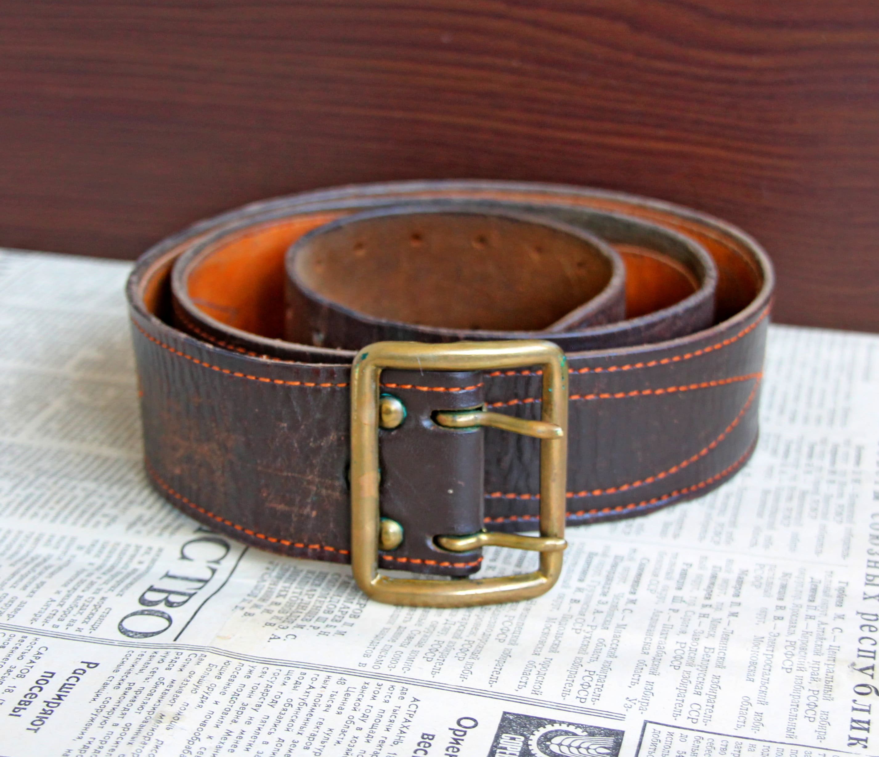 Genuine Calf Leather Sam Browne Style DUTY BELT 2'' wide 3.5m Thick Leather  Belt