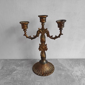 Vintage table candlestick. original antique bronze candle holder for gift, rare, collectible, home decoration