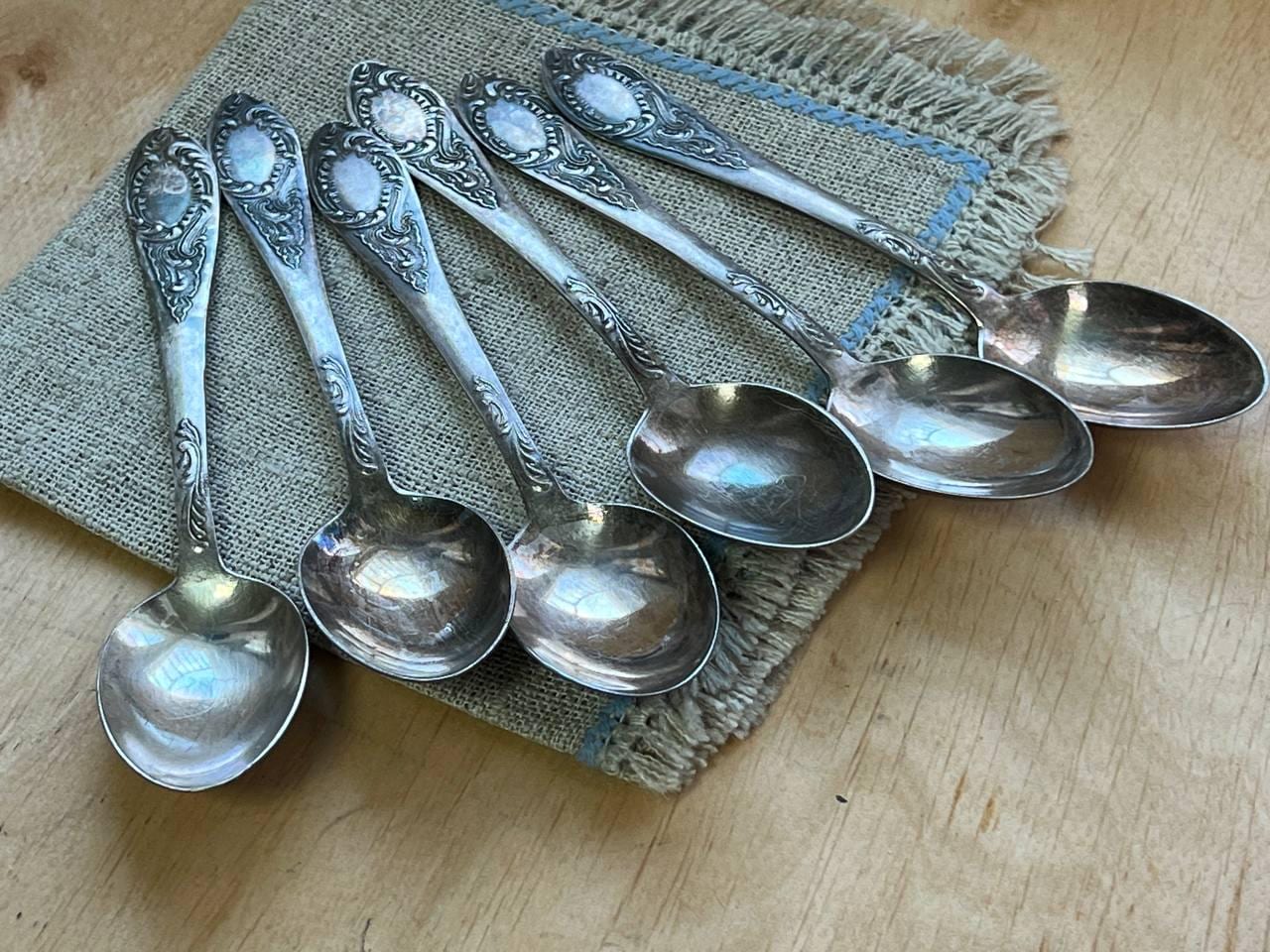 Vintage Cupronickel USSR Tea Spoons Silver Plated Spoons Set of