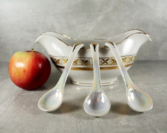Vintage Porcelain Gravy Boat with Spoons: USSR Gilded Serving Set