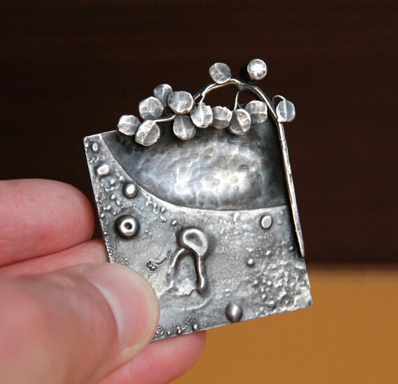 Vintage silver brooch, rare antique "Birth of a n… - image 6