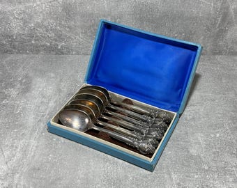 Vintage cupronickel teaspoons. silver plated spoons  6 pcs, Rose