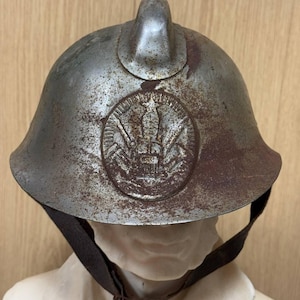 Vintage iron fire helmet, USSR, 40-50s