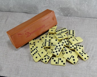 Vintage Domino Set with Original Box: Retro Board Game
