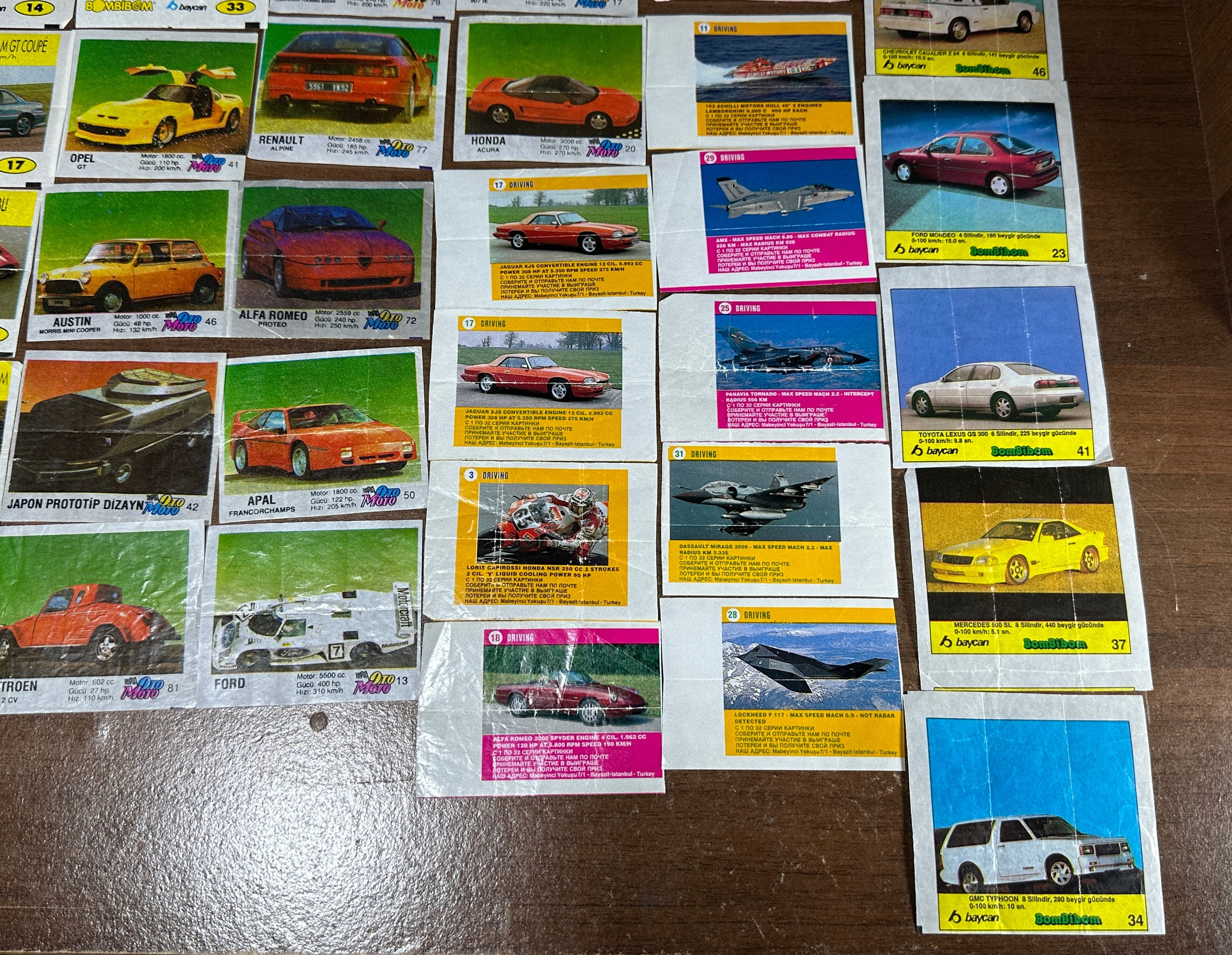 Vintage Bombibom Bubble Gum Wrappers: Retro Car Series, 106 Pcs