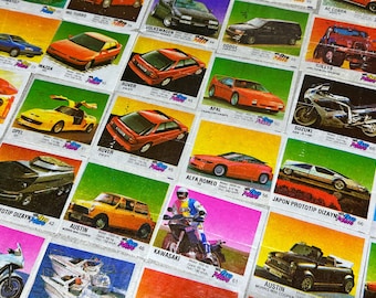 Vintage Retro Car Bubble Gum Wrappers: 1990s Collectible Series
