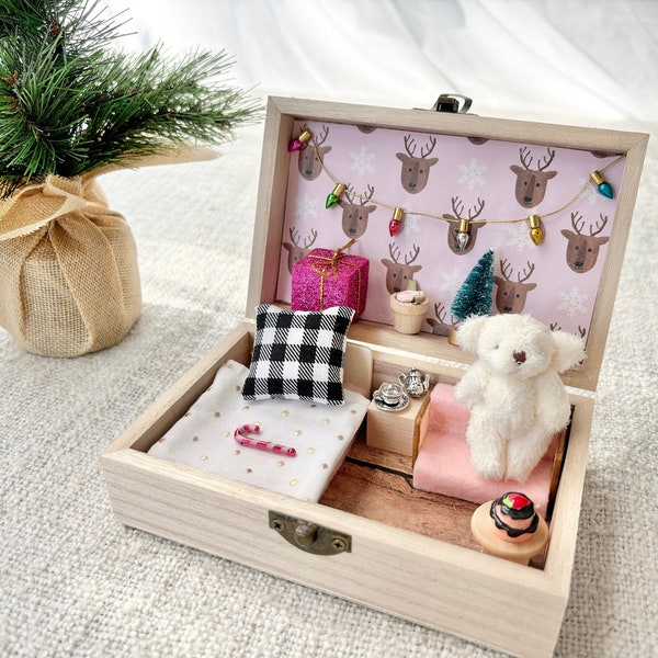 Christmas Teddy Bear House, Fold And Go Dollhouse, Travel Playset, Gift For Girls