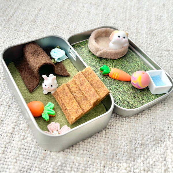 Conejito de bolsillo en miniatura: juguete de viaje para niños, regalo de Pascua.
