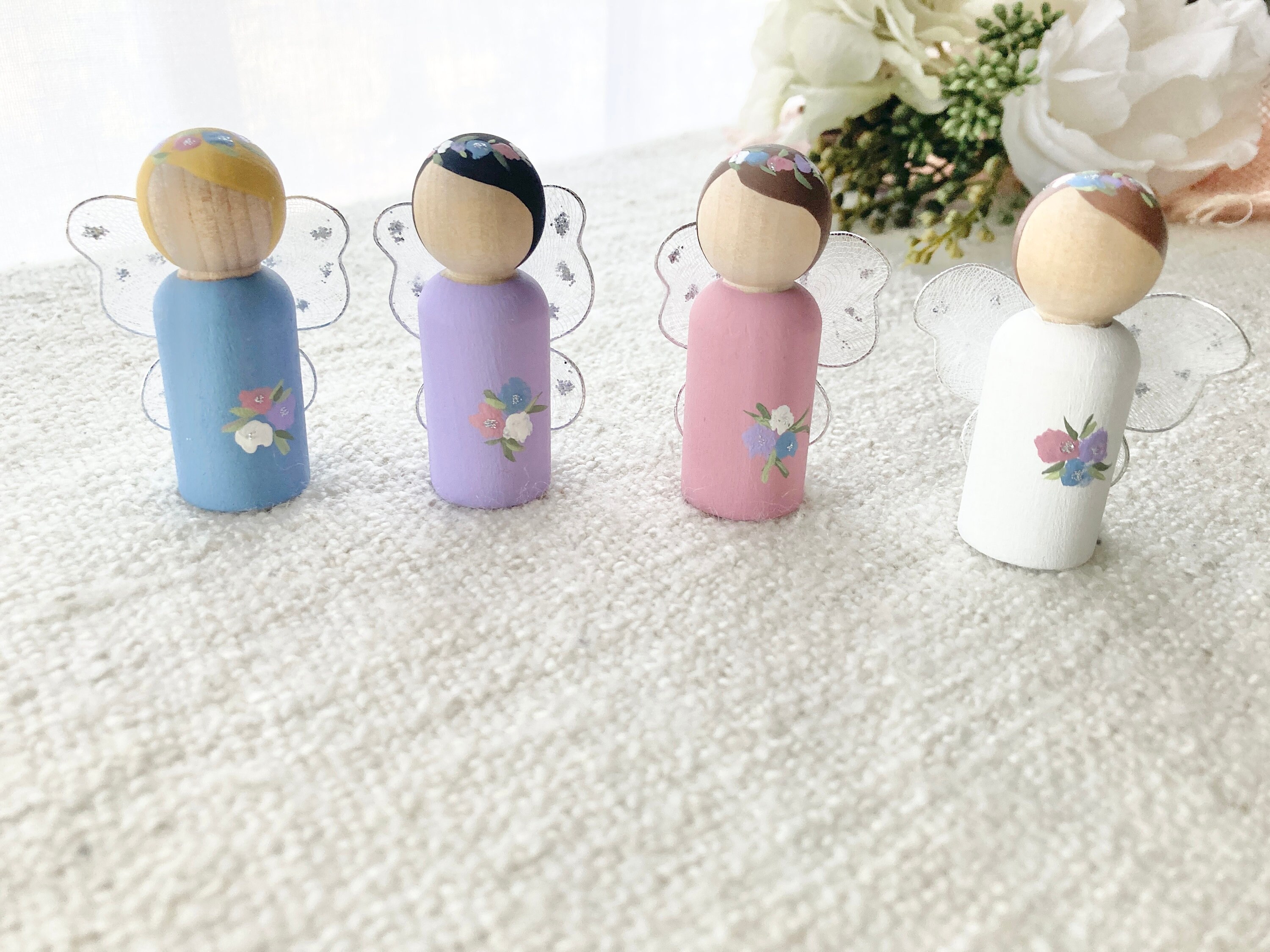 Fairy Peg Dolls With Wings Peg People Fairies Wooden Peg Etsy