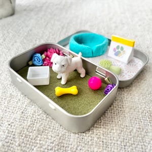 Pocket Pet, Toys In A Tin, Travel Toys For Kids, Miniature Dog Playset, Easter Gift
