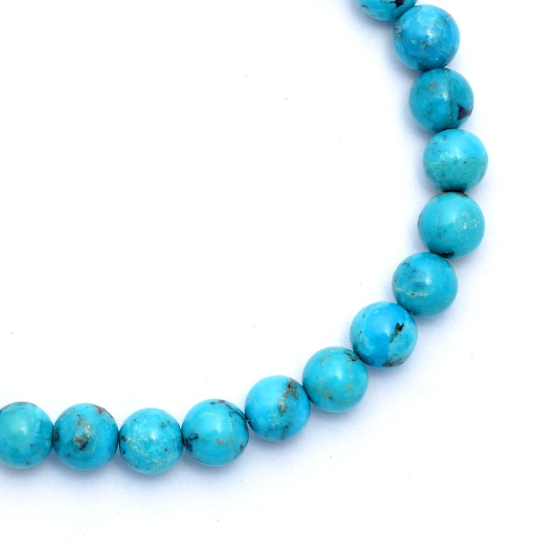Turquoise Smooth Round Beaded Bracelet Natural Turquoise Gemstone Beaded Bracelet 7mm Turquoise Beaded Jewelry-8 Inch Turquoise Jewelry