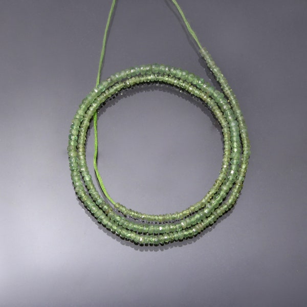 Finest Demantoid Garnet Loose Beads-Green Faceted Rondell Loose Stone Strand-16" Natural Quality Demantoid Garnet Beads For Jewelry Making