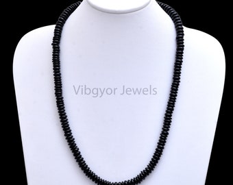 Natural Black Spinel Beaded Necklace, Black Spinel Plain Rondell Beads Necklace, 5 mm Black Spinel Necklace, Black Spinel Necklace