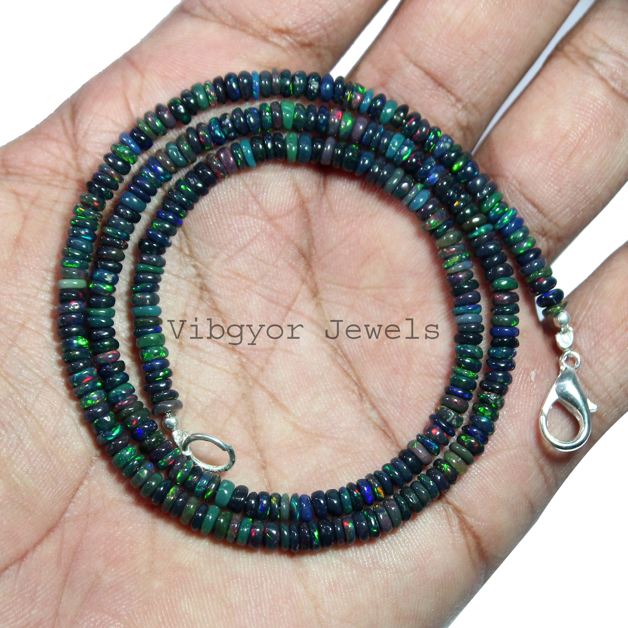 Opal & Onyx Bead Necklace — BLKWD