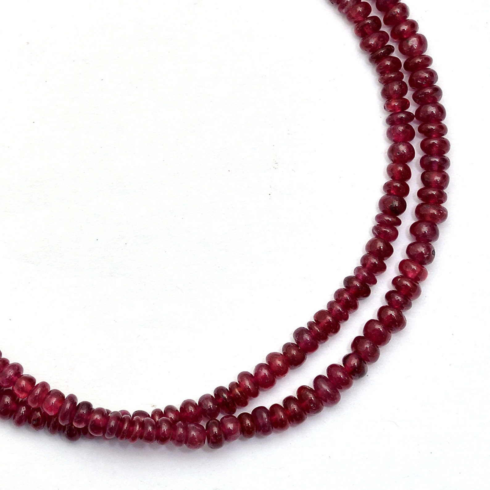 Ruby Beaded Necklace Plain Rondell Ruby Stone Necklace 3-4mm - Etsy