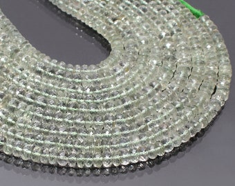 Natural Green Amethyst Faceted Loose Beads  Prasiolite Amethyst Gemstone Beads, 6.5-7mm/7-7.5mm/7mm/7-8mm/8-9mm Size Beads Strand 13" Inch