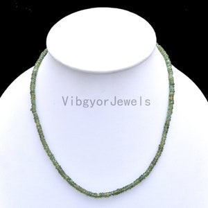 Natural Green Apatite Beaded Necklace, Green Apatite Smooth Rondelle Beads Jewelry, 4-5mm Green Apatite Beads Necklace, 18" Apatite Necklace