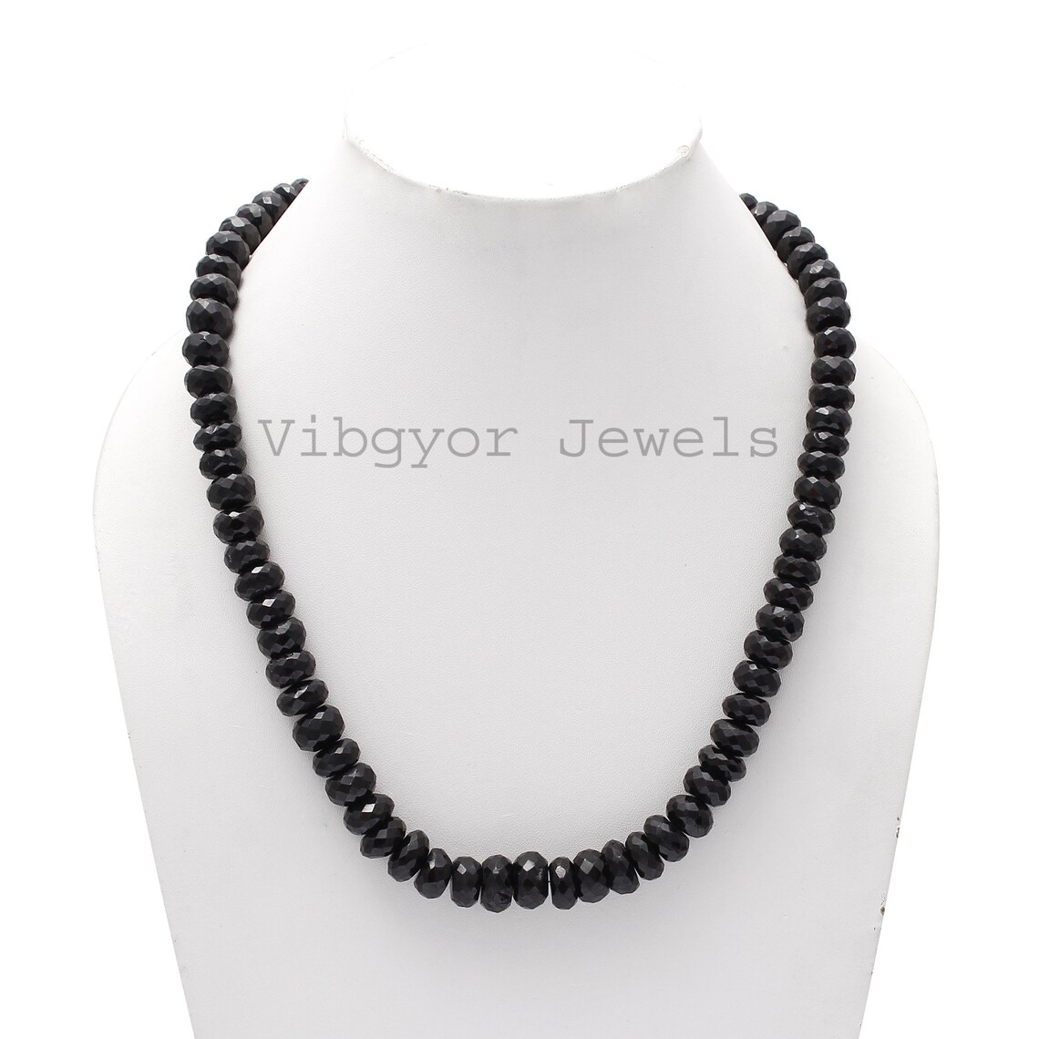 Natural Black Spinel Beaded Necklace Faceted Roundel Black Etsy UK