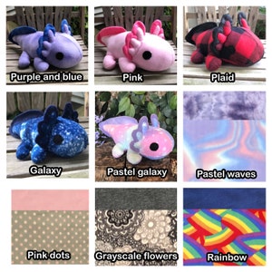 fleece axolotl cuddle plush stuffed animal made to order