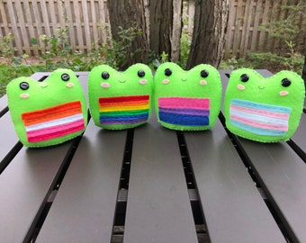 LGBT Pride frog plush felt and fleece made to order