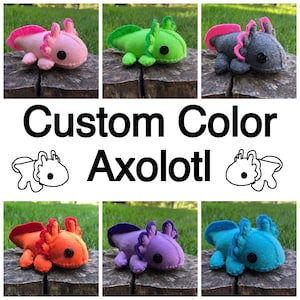 Custom color Felt Axolotl plush stuffed animal