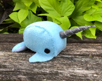 Felt Narwhal Plush, Handmade Stuffed Animal