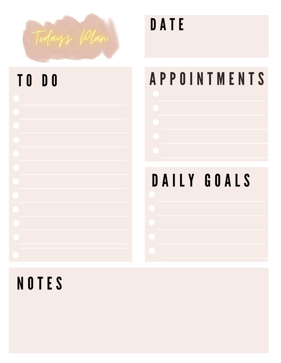 Printable Daily Planner and Weekly Planner Templates Undated | Etsy