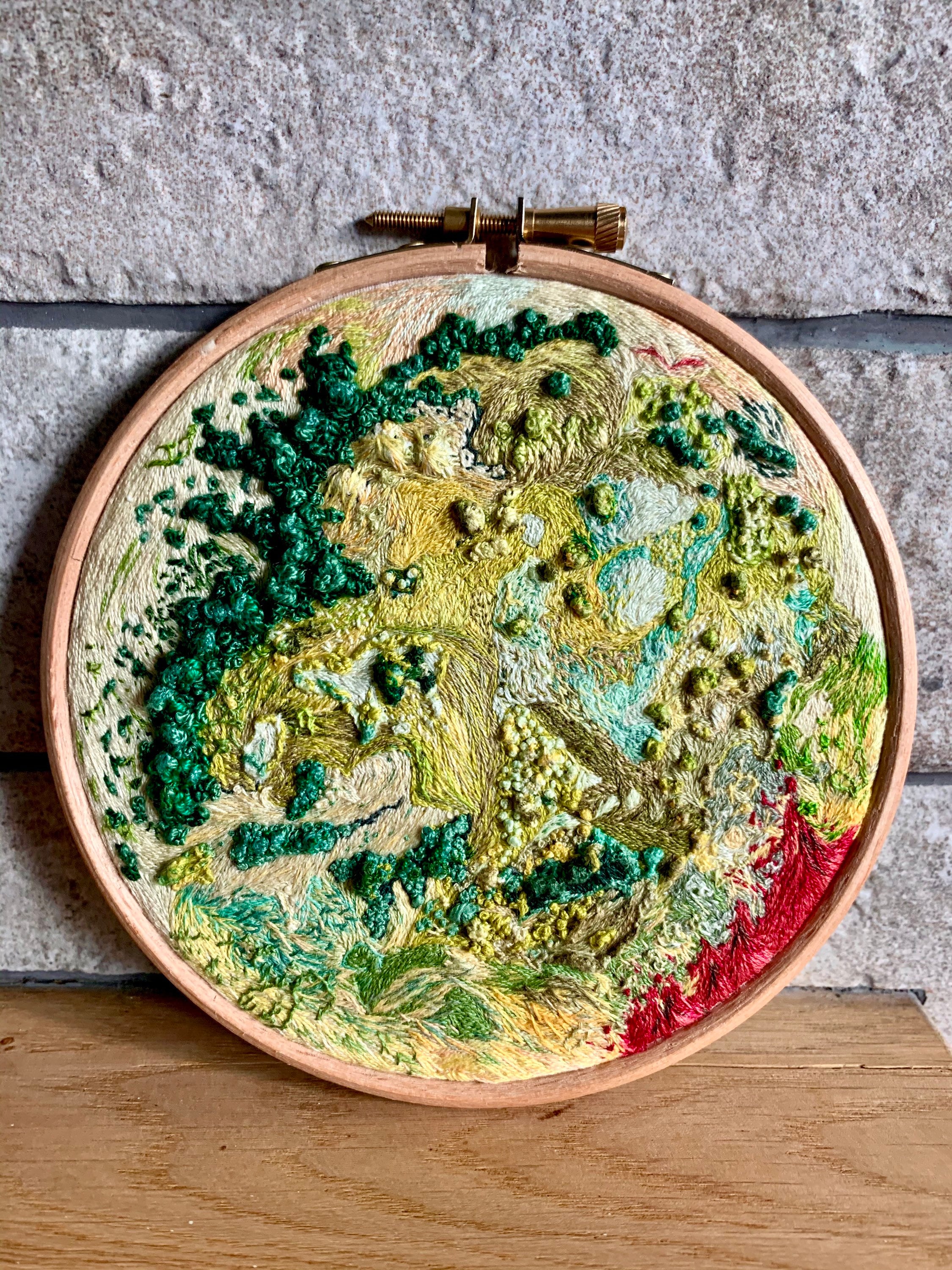 Abstract Hand Embroidered Hoop Art, Green Raised Embroidery - Etsy
