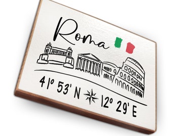 Kühlschrankmagnet aus Buchenholz - Roma - Italy Dekoration oder als tolle Geschenkidee…