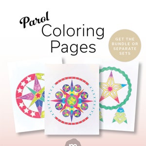 Bundle Set of 11 Christmas Coloring pages, Inspired by Filipino Christmas Parol Lanterns - EASY, INTERMEDIATE and DIFFICULT Levels