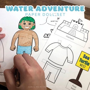 Papierpuppe Wasserabenteuer - Junge Set Printable