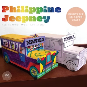 Artesanato em papel 3D Jeepney filipino - PDF para impressão