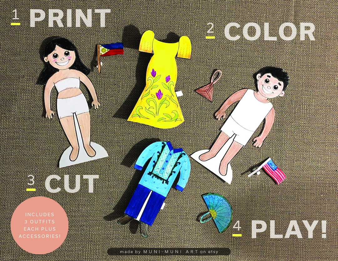 Printable Paper Doll Set Filipino, Coloring Pages, Philippine National