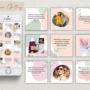Instagram Puzzle Template Canva, Instagram Feed Templates Pink Peach
