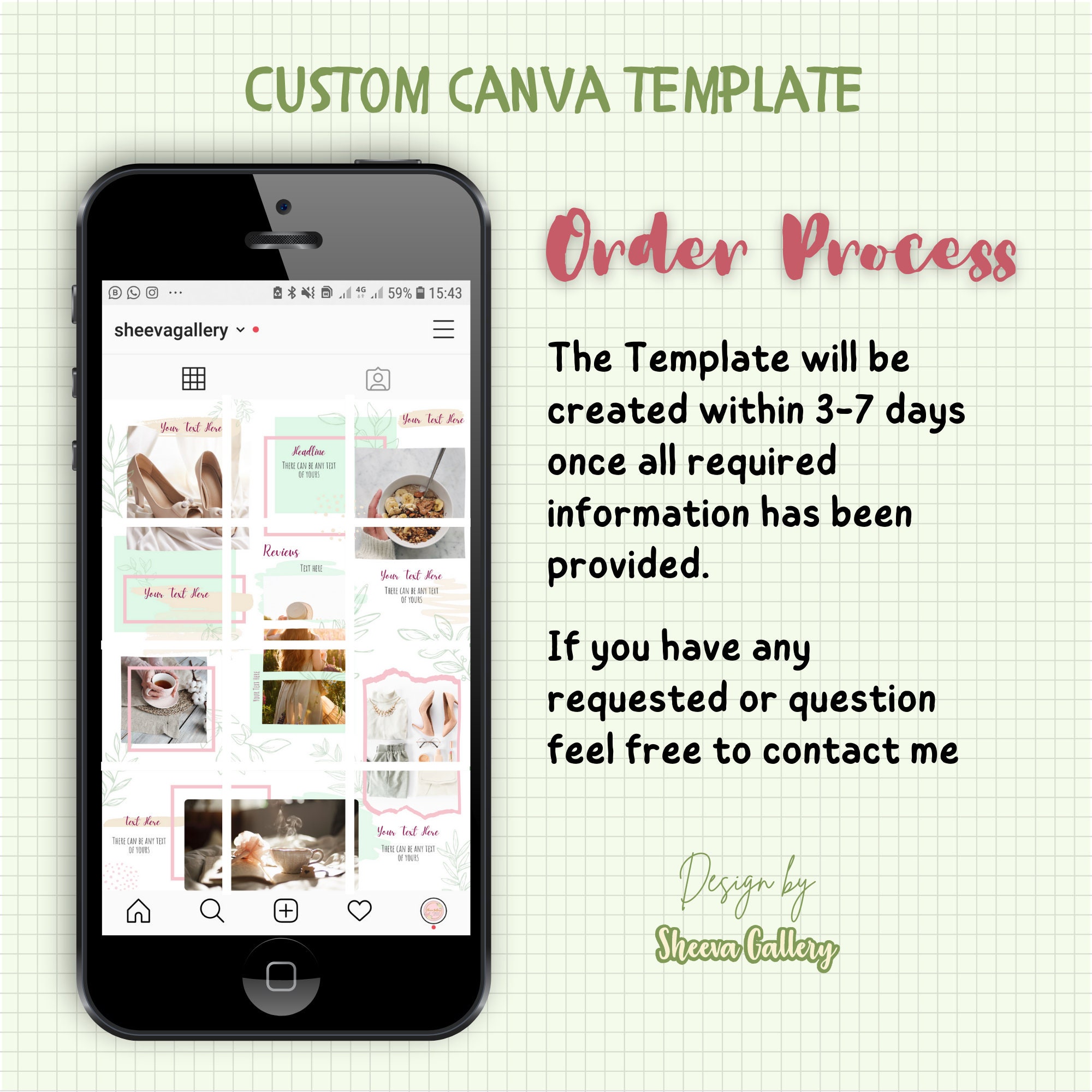 Custom Instagram Template Personalise Instagram Puzzle Canva - Etsy