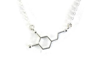 Sterling Silver Dopamine Molecule Necklace