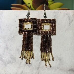 Elegant Modern Boho Seed Bead Drop Earrings “Sweet Tooth” Petite Fringe