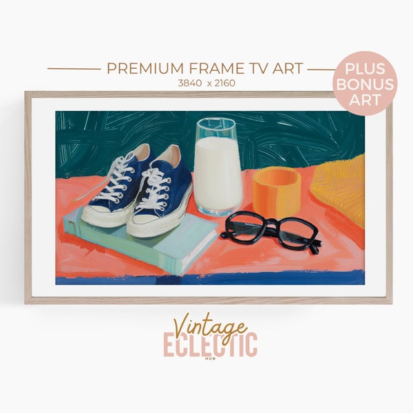 Retro Sneaker Art Still Life Frame TV Art Artistic Still Life Colorful TV Decoration Eclectic Art for Samsung TV
