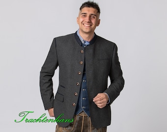 Veste traditionnelle pour hommes en gris-bleu pour les fêtes traditionnelles jusqu'aux événements formels - au design intemporel / personnalisée