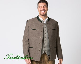 Veste traditionnelle pour hommes en marron noisette et vert sapin pour les fêtes traditionnelles jusqu'aux événements formels - au design intemporel / personnalisée