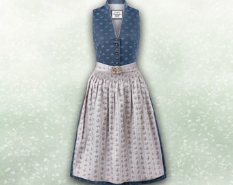 Dirndl blue 100% cotton - Classically understated and yet elegant /personalized/ Trachtenhans - tradition meets timeless design