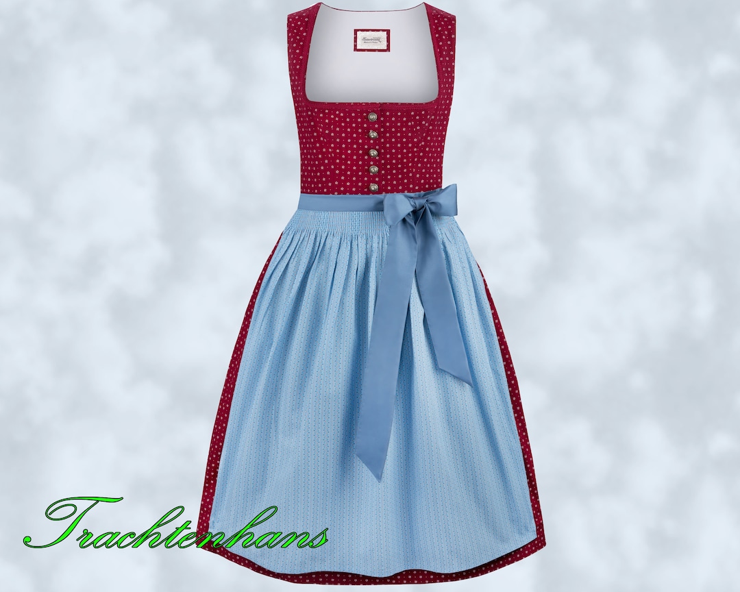 Dirndl Samt Komplettset Für Damen - Schlichtes Lang Dirndl Mit Schürze In Großen Größen