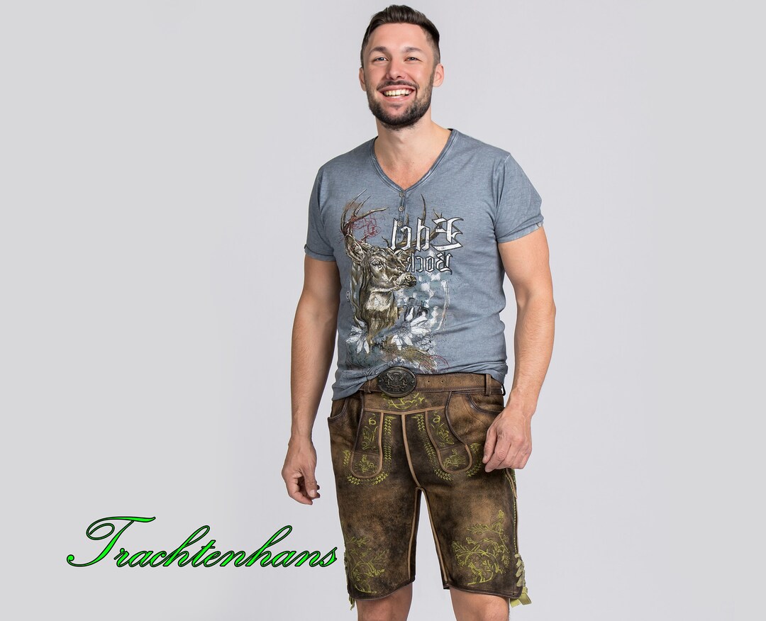 Schöne Kurze Lederhose Nappa / Glattleder Handstic Produktbild-Vorschau 9