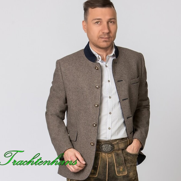 Men's traditional jacket in nut blue for traditional festivals through to formal events - in a timeless design / personalized