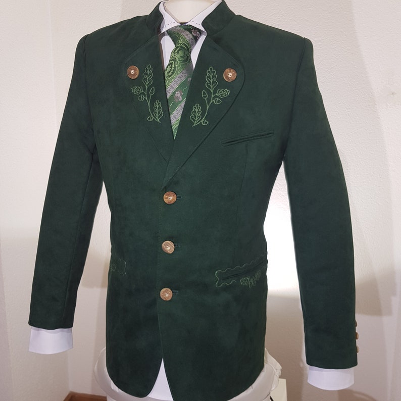 Austria Ischgl Men/'s costume jacket of the brand OS in green suede imitation mi stick for Oktoberfest or folk festival in Bavaria Tyrol