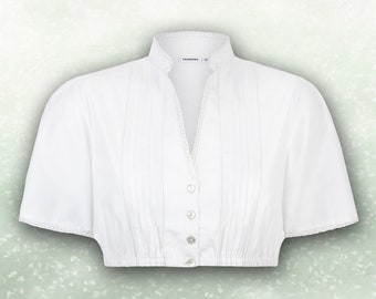 Ladies' dirndl blouse in bright white with V-neck - personalized on request / for the Oktoberfest in Bavaria, Tyrol - Ischgl, Austria