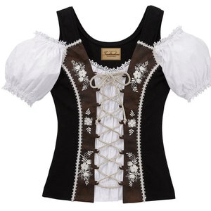 Women's blouse bodice traditional floral pattern and delicate lace trim / personalized / Trachtenhans - tradition meets timeless design