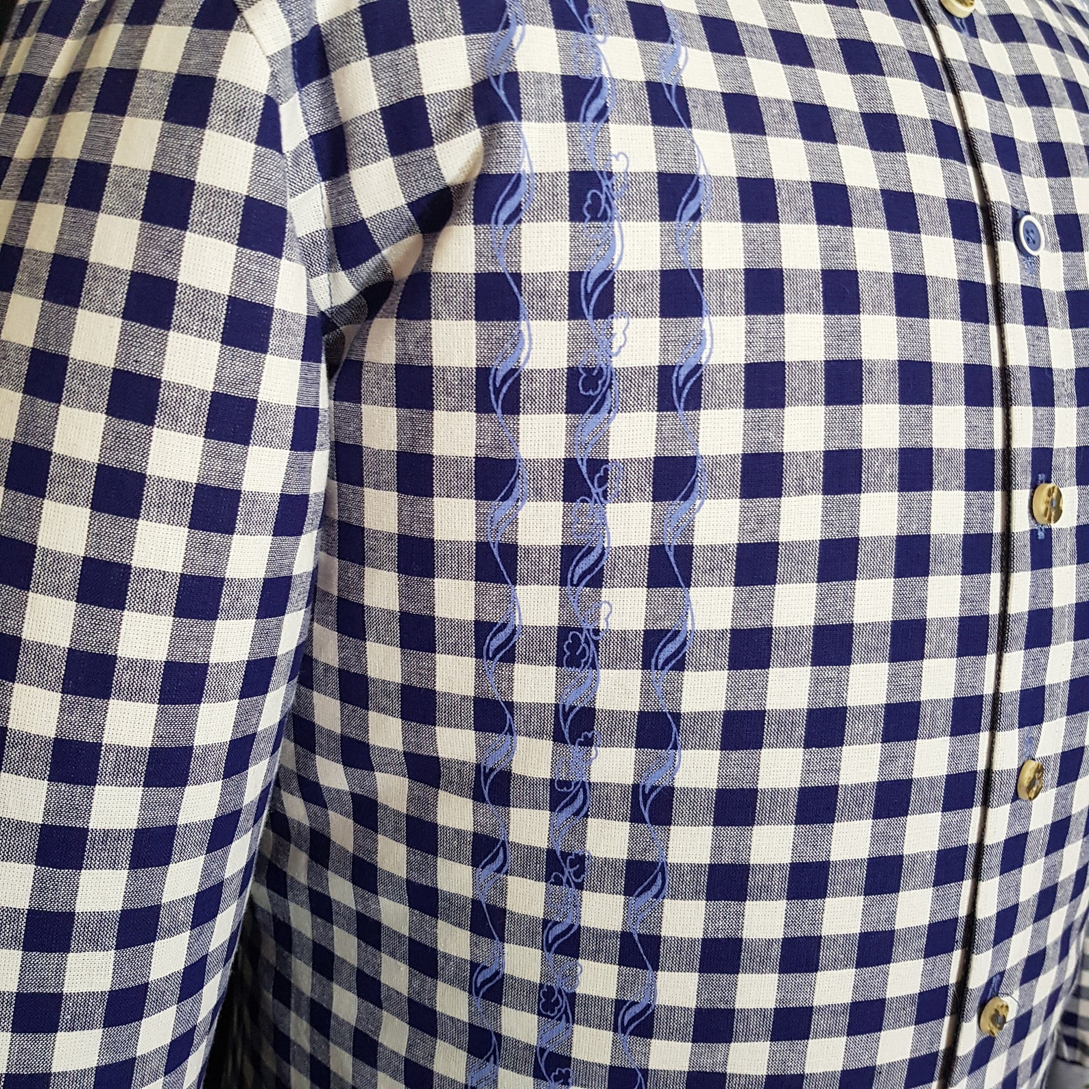 Costume shirt men's shirt in dark blue/white with pattern | Etsy