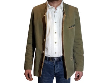 Size 42 USUK Soft Microfibre Blazer with Faux Antler Buttons Brown Faux Suede Trachten Jacket